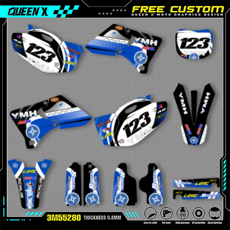 

Мотоциклетные графические наклейки QUEEN X MOTO для YAMAHA YZ250 400 426 1998 1999 2000 2001 2002, наклейки на мотоцикл 003