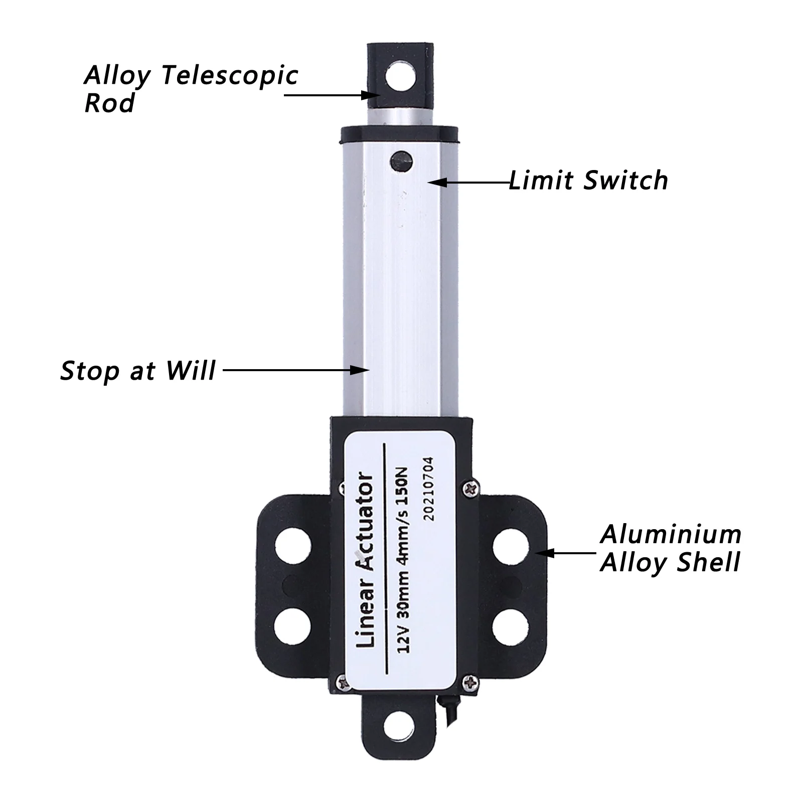Linear Actuator DC 12V 30mm Stroke Low Noise Short Circuit Protection T Type Screw Mini Electric Linear Motion Actuator