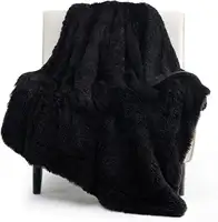 Manta negra esponjosa, regalos para mujeres y hombres, forro polar suave, Sherpa peluda, felpa, cálida, Minky, gruesa, piel sintética, para sofá cama