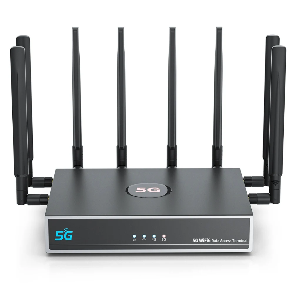 Unlock 5G WiFi 6 AX1800 Indoor Wireless CPE Router Gigabit Network Qualcomm X62 5G 4G LTE Cat16 Sim Card Modem External Antennas