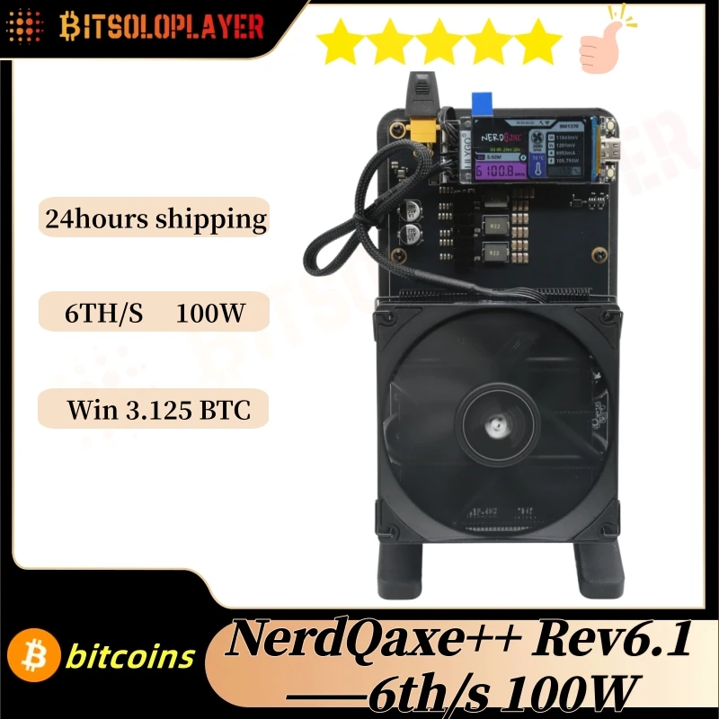 

New upgraded version NerdQaxe++ Rev 6.1 6TH/s 120W BTC mining machine BM1370 chip Sha-256 algorithm and power supply