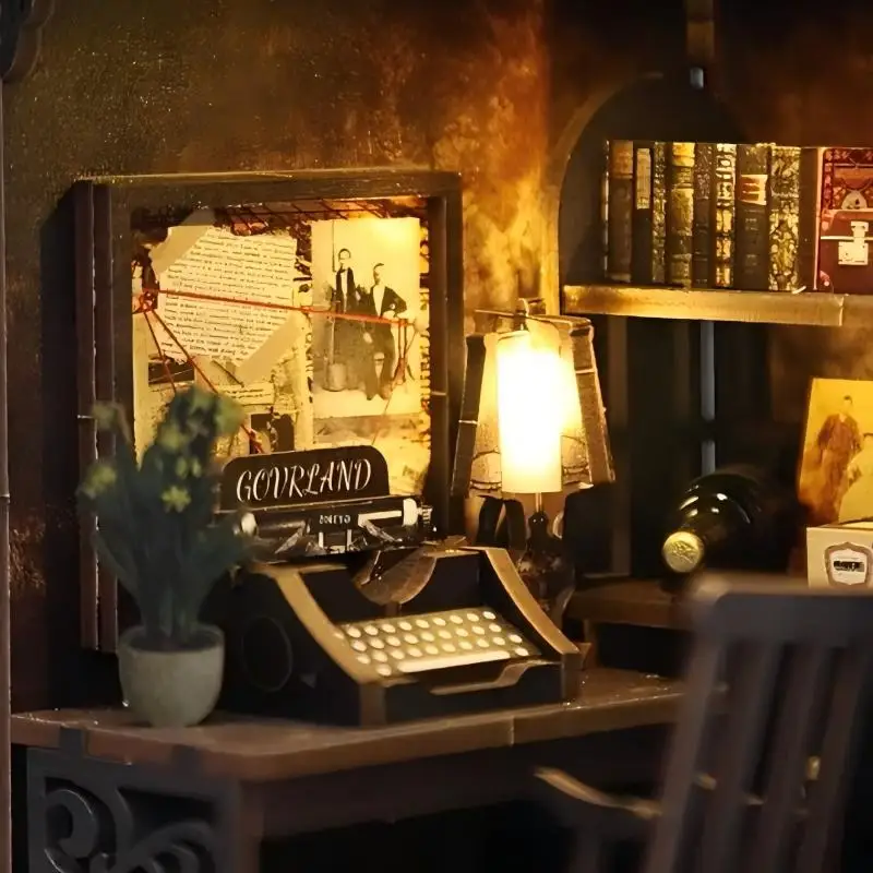 مجموعة منزل مصغر ذاتية الصنع ثلاثية الأبعاد مصنوعة يدويًا ديوراما عالمية صغيرة نماذج مشهد واقعية تحت عنوان صندوق غرفة الدمية كتاب زاوية هدية #3