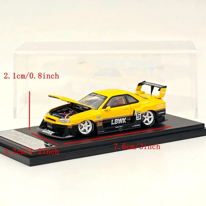 Street Weapon&Time Micro 1/64 Car GT-R ER34 LBWK Wide Body Simulation Alloy Car Model