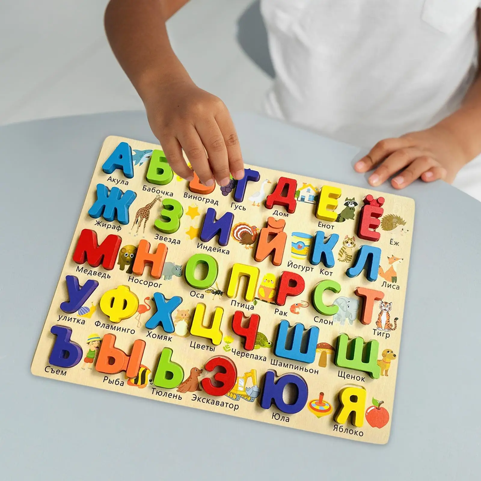 Russian Board And Number Puzzle Set Wooden Matching Puzzles Block Words Puzzle suitable for
