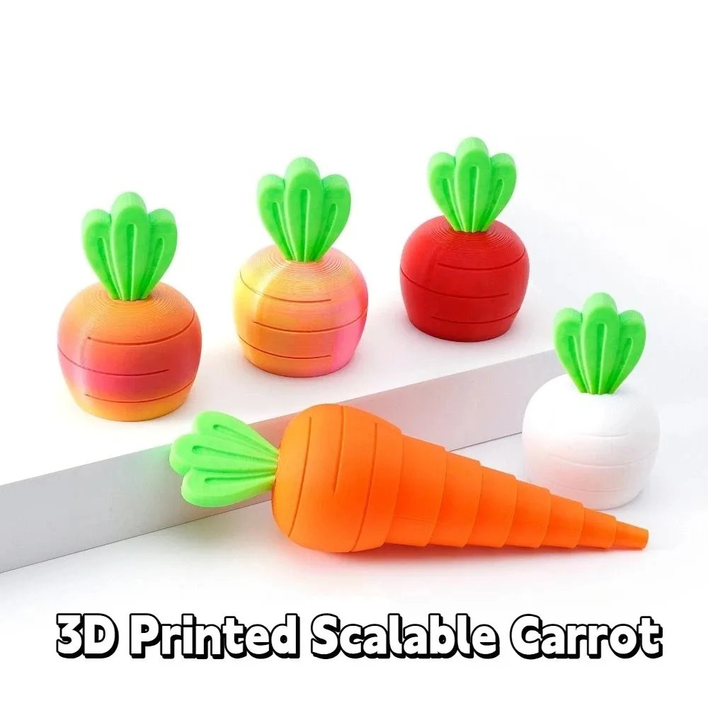 Colorful 3D Printed Scalable Carrot Simulation Plants Fidget Easter Stretchable Ornament Expandable Easter Desktop Decorations