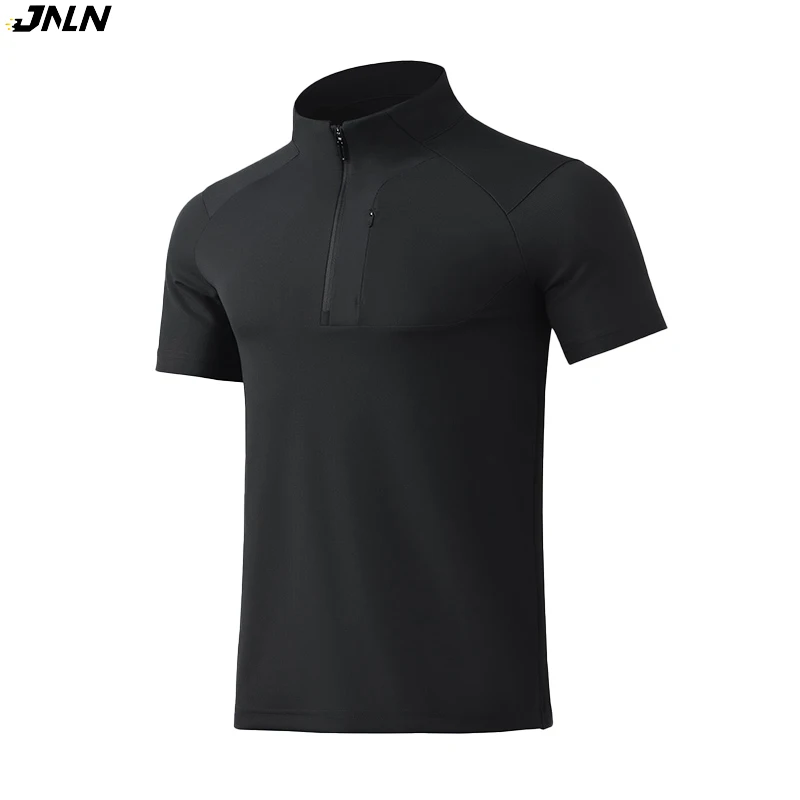 

JNLN Cooling Short Sleeved T-Shirt For Men Trekking Mountaineering Short Sleeve Tee Quick Dry Stretch Stand-Up Collar T-Shirt