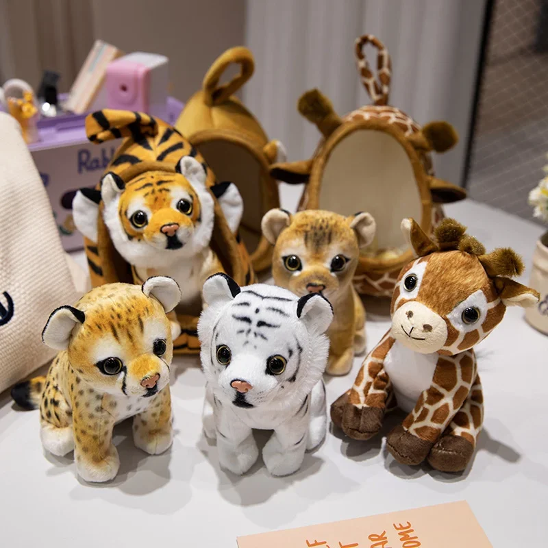 1Pc 18CM Kawaii Animal Nests Plush Toy Simulation Tiger Lion Leopard Nest Plushie Doll Stuffed Soft Funny Birthday Gift
