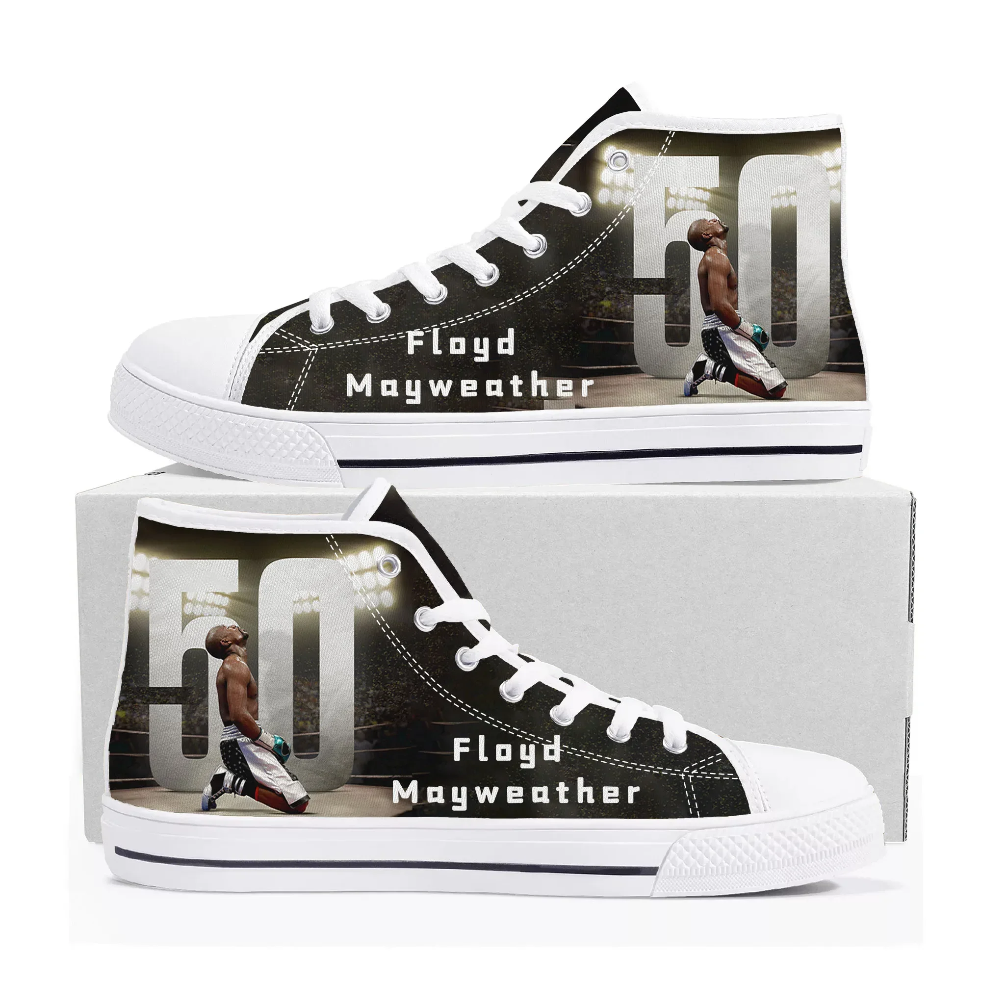 Floyd Mayweather Undefeated Boxing Champ Zapatillas altas de lona para hombre, mujer y adolescente, zapatos informales, zapatos personalizables