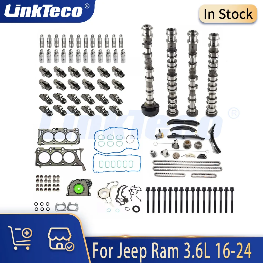 Kit de reconstrução de motor, conjunto de junta de corrente de distribuição de eixo de comando, ajuste 3.6 l erb erc para chrysler dodge jeep wrangler ram 3.6l v6 gás 11-24