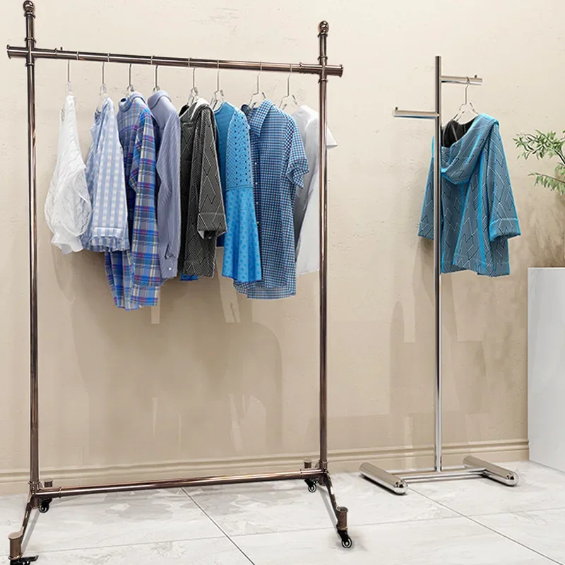 Fashion clothing store display rack Rose gold  floor-to-ceiling display Disassembly and assembly of clothes hanging  shelves