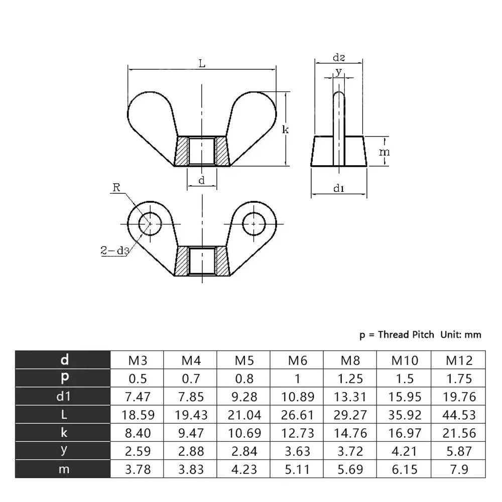 304 Stainless Steel Butterfly Wing Nuts Carbon Steel DIN315 M3 M4 M5 M6 M8 M10 M12 Thread Hand Thumb Nuts For Screw Bolt