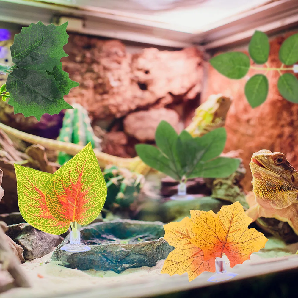 

Safe Aquarium Desktop Fake Fish Tank Supply Faux Decorations Vivid Plastic Plant Leaves Suckers Wear Resistant Replaceable Decor