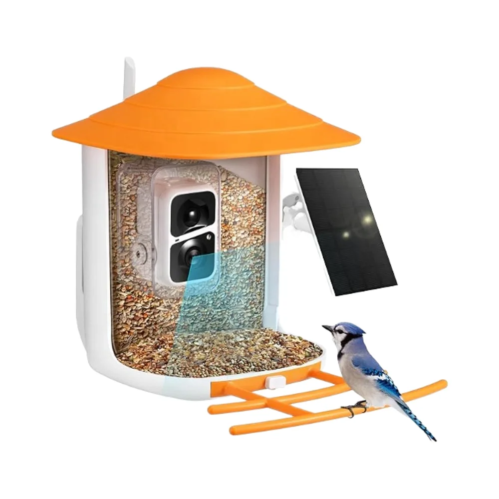 

New Outdoor APP Controlled Smart Bird Feeder Solar Powered Night Vision AI Identifies Bird Species 5L Bowl Small Animals