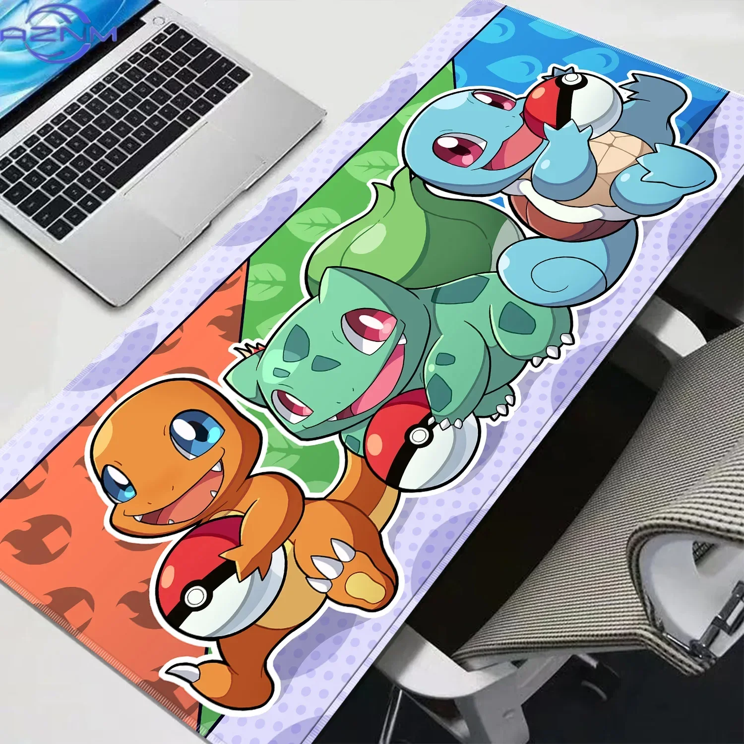 Pokemon Starters Cute Cartoon Large Mousepad, Rubber Non Slip TCG Playmat, Trading Card Game Desk Table Pad for Gaming and Deskt