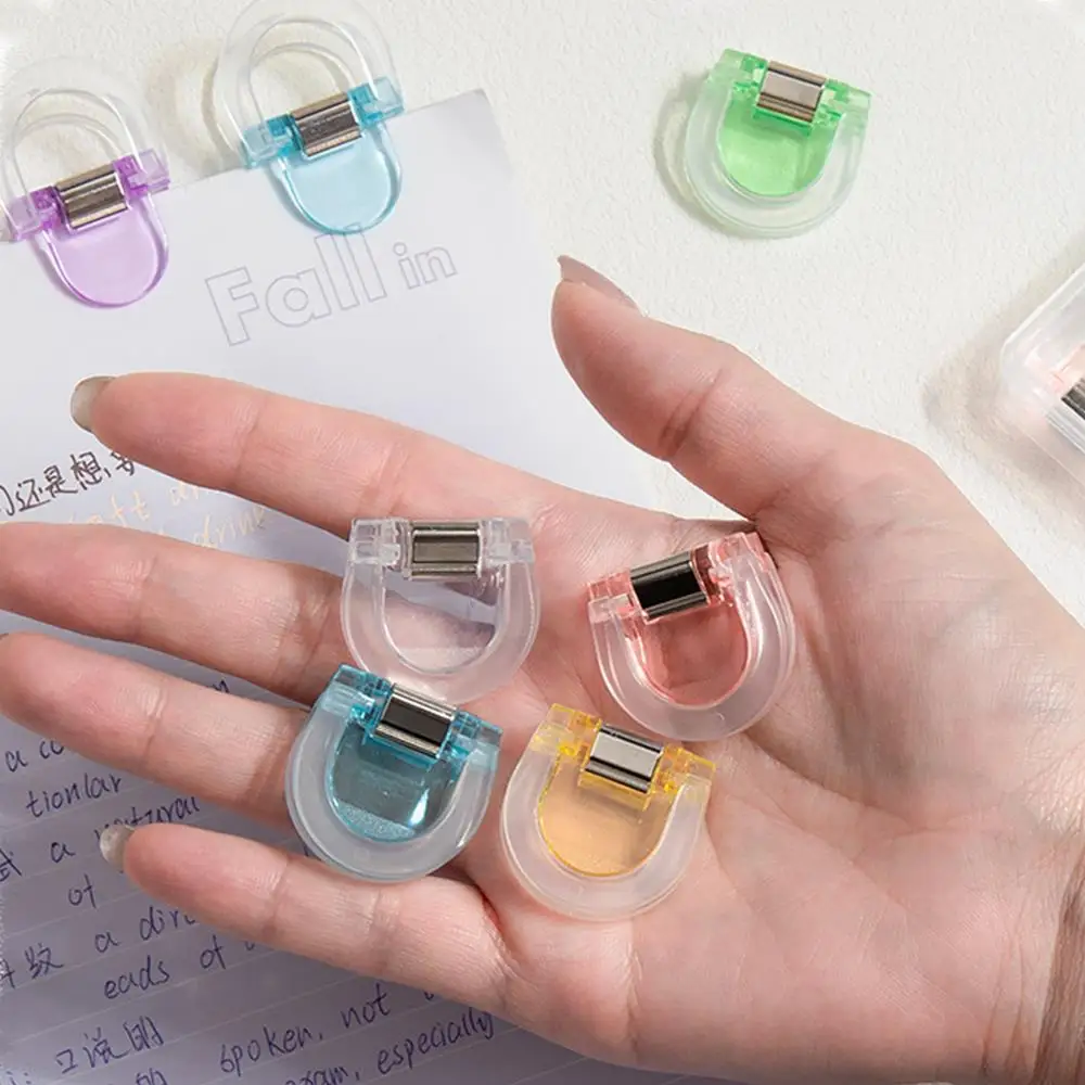 4pcs Multifunctional Page Holder Clip Multicolor Paper Clips Set Mini Transparent for Memo File Index Magazine Household