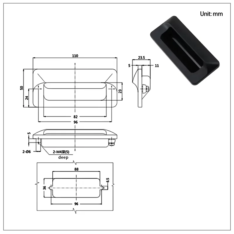 14pcs Black Plastic Concealed Handles Set for Industrial Electrical Network Box Cabinet Door Drawer Embedded Handles