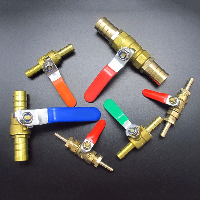 4mm 6mm 8mm 10mm 12mm 14mm 16mm 19mm 25mm Hose Barb Two Way Brass Shut Off Ball Valve For Fuel Gas Water Oil Air