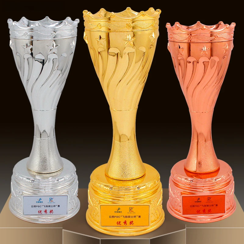 

Metal football and basketball sports competition championship trophy, cultural and sports student children's award
