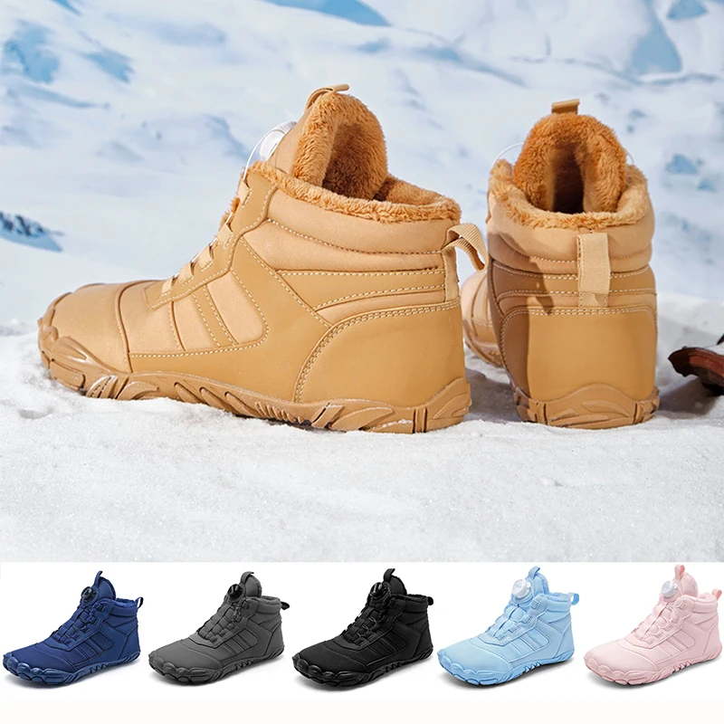 

Новые стильные мужские и женские зимние ботинки с поворотной пряжкой, зимние ботинки, водонепроницаемые уличные походные ботинки для мужчин, теплые кроссовки босиком