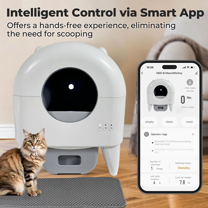 Factory Direct Supply Smart Cat Litter Box Anti Pinch Design Low Noise Operation Self Cleaning APP Controlled Easy Clean