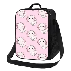 Custom Cute Axolotl Lunch Bag Women Warm Cooler Insulated Lunch Boxes for Children School