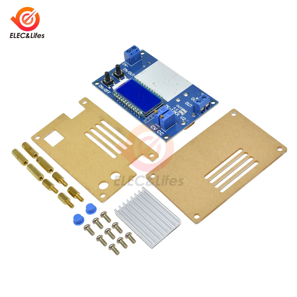 Módulo de fuente de alimentación reductor ajustable, pantalla de corriente LCD de corriente constante de voltaje constante de 12A, 5,3-32V a 1,2-32V