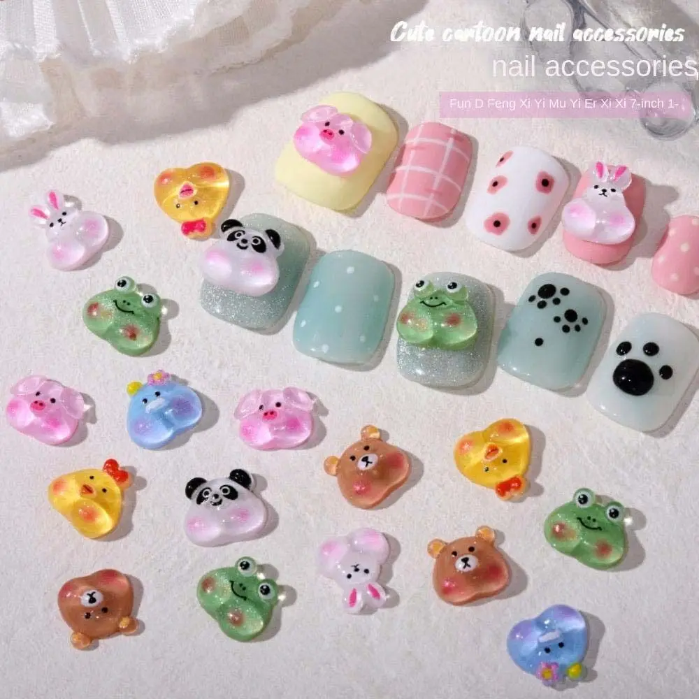 Ornament Manicure Accessories Pig Rabbit Cartoon Nail Drills 3D Nail Jewelry Animal Nail Rhinestones Cartoon Nail Decorations