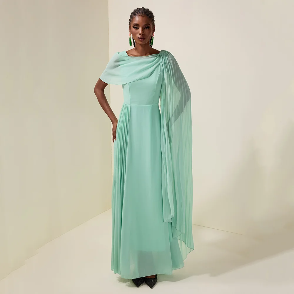 

Customized Long Evening Dresses Elegant Formal Occasion Prom Gowns Simple 2025 Pleat Chiffon Ankle Length Prom Dresses