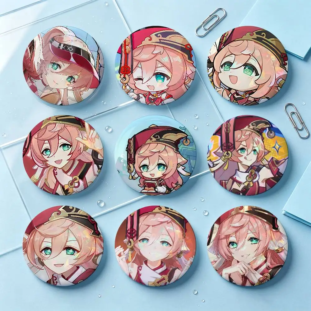 Yanfei Genshin Impact Badges Button Round Creative Pin Brooch Badge Bag Decor Accessories Fans Collect Friends Gifts