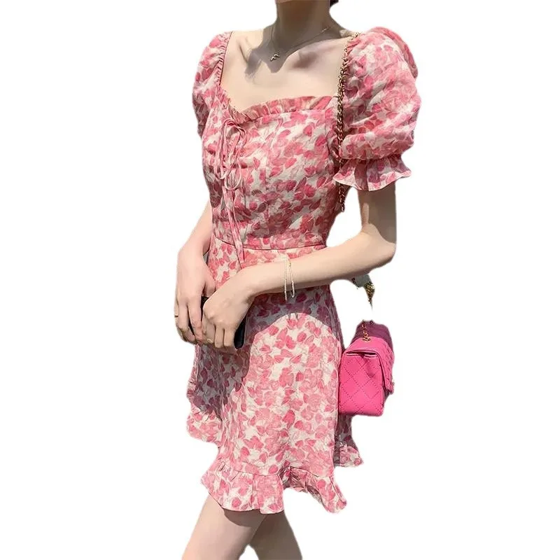 Blumen süßes Kleid Sommer Frauen weißes Temperament Datum kurzes Rock kleid für Frauen женские платья Drop Shipping