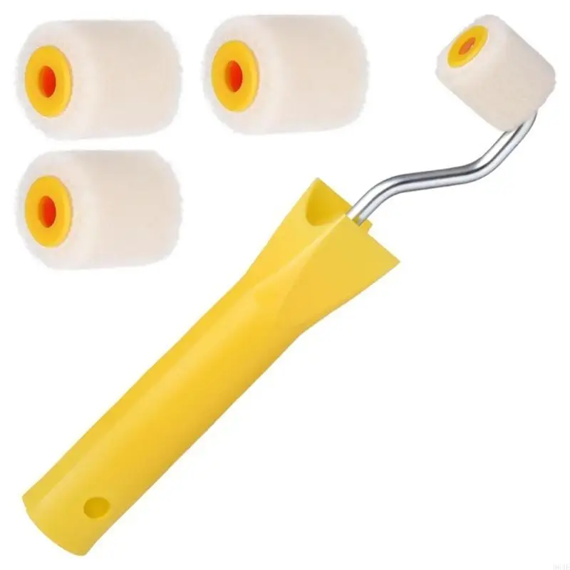 

964E 5Piece Compactly Paint Roller With 1Inch Wool Roll Brush Perfect For Detailed Edges And Hard To Reach Corners