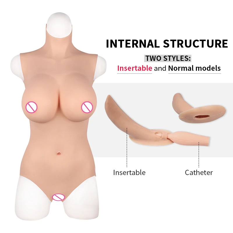 ONEFENG Silicone Boobs Meme Vagina Triangle Body Suit for Crossdresser Drag Queen Breast Form Buttocks Pad  Plate False Pussy