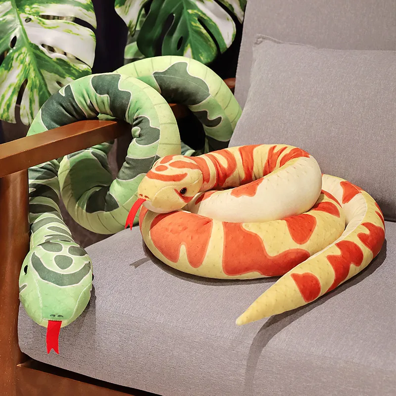 110-/190cm Simulation Snakes Plush Toy Giant Long Snake Stuffed Animal Plushie Funny Tricky Friends Halloween Children Present