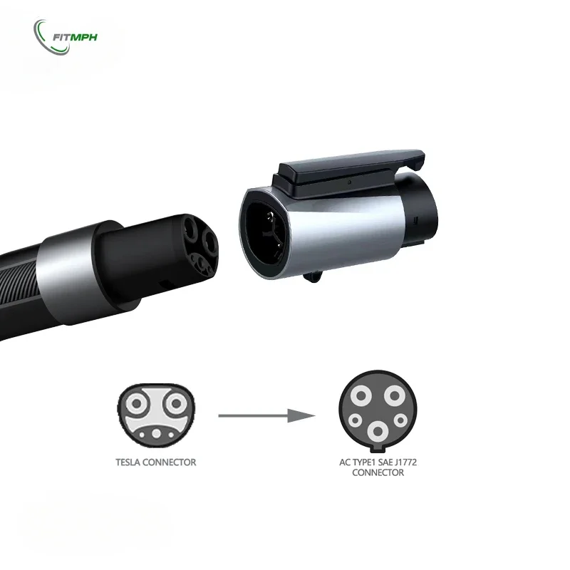 FITMPH NACS Tesla to J1772 Converter, 60A 250V, Dual Anti-Drop Lock, Compatible with Level 1 & Level 2 Charging