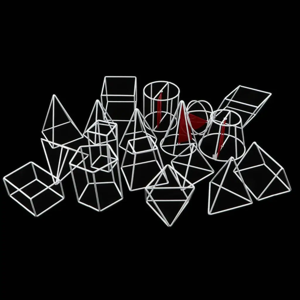 18Pcs 3D Geometric Shapes Set Model Toys with Section and Auxiliary Math Study High Geometric Solids Visual Aids Toy