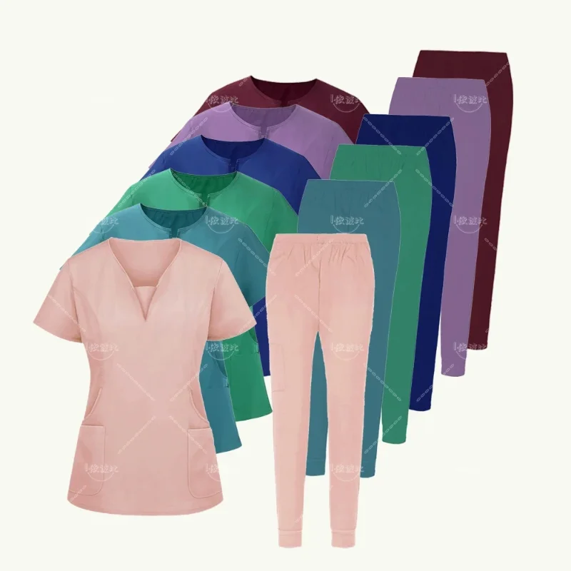 Scrubs Uniforms Mannen Fashion Sets Korte Mouw Pak Arts Ziekenhuis Medische Elastische Taille Jogger Verpleging Scrubs Voor Vrouwen