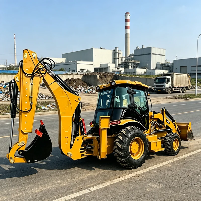 Farm Multi-function Backhoe Loader 4WD Wheel Loader Backhoe for Digging and Hauling