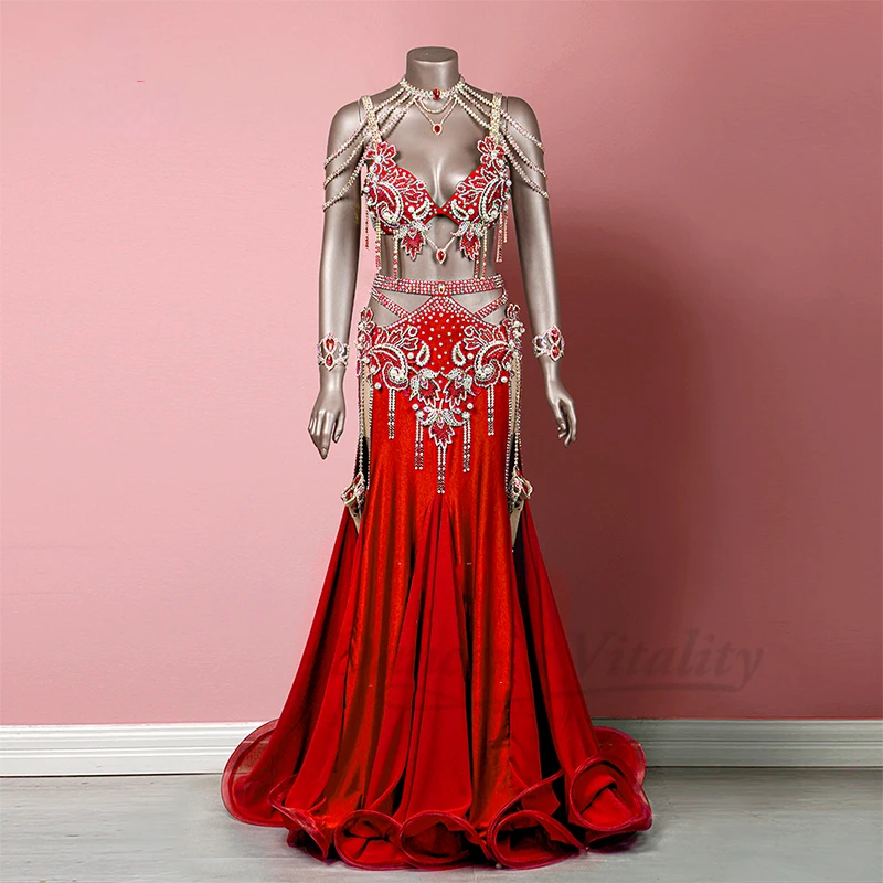 Women's Customized Fishtail Skirt High-End Customized Racing Suit, Oriental Belly Dance Performance Set