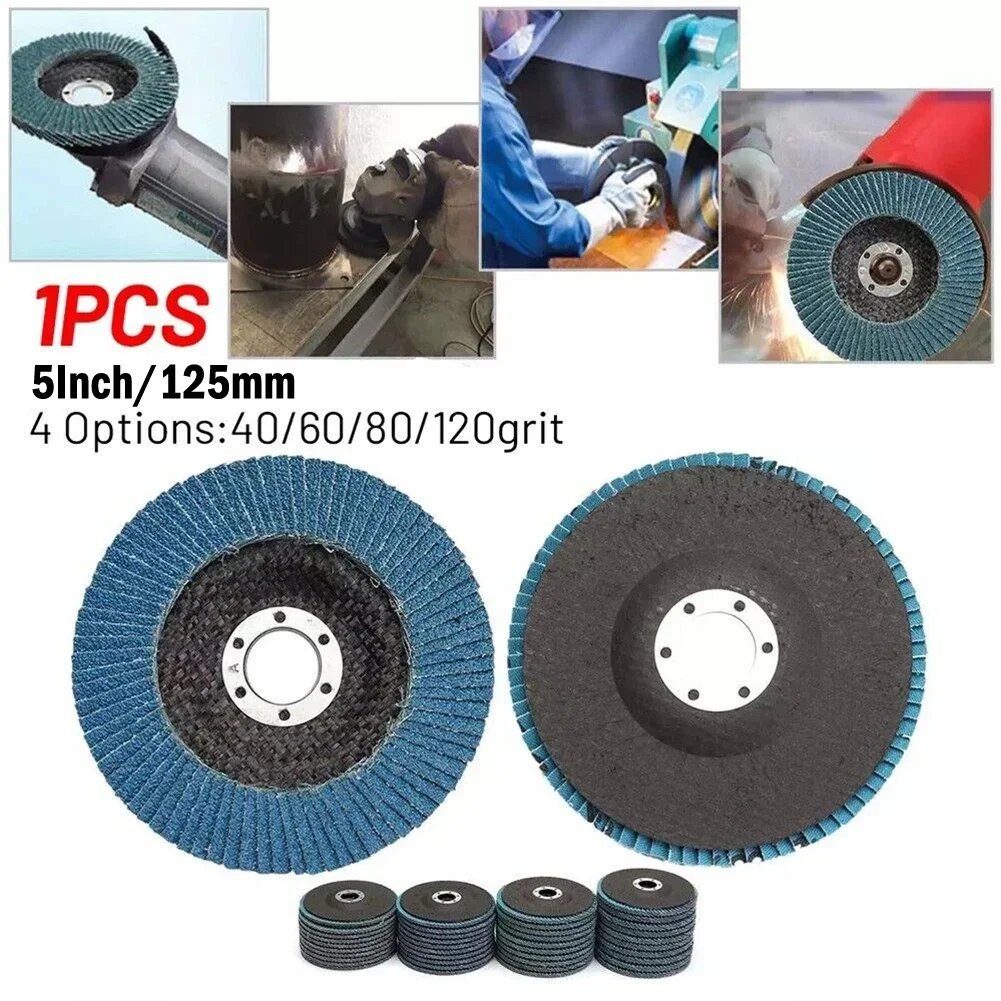 1pc 125mm 5inch Sanding Wheel Flap Polishing Disc Grinding Wheel Blade Angle Grinder Sanding Tool 13000 Rpm 40/60/80/120 Grit NE