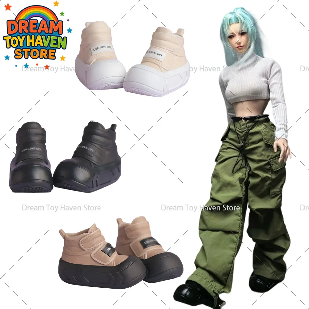 Worldbox 1/6 gs005 zapatillas de deporte de suela gruesa para mujer, zapatos atléticos sólidos con punta redonda, accesorio para muñecas corporales de figura de acción de 12 pulgadas