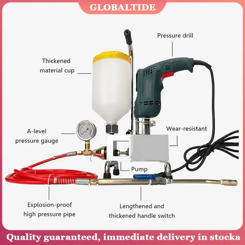 Epoxy Grouting Machine 220V 1100W Injection Pump Polyurethane Foam Waterproofing High Pressure Leak Sealing Tool for Concrete