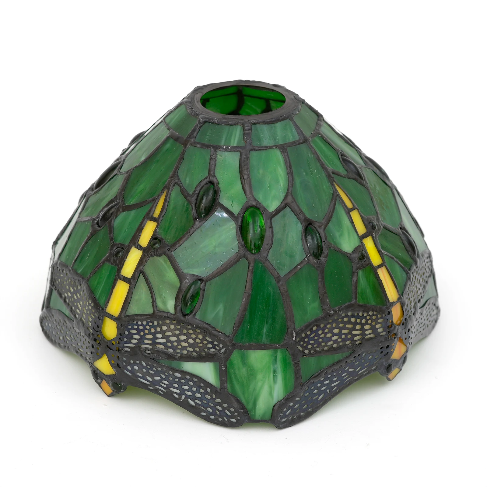 Stained Glass Lampshade, 8\' Green Dragonfly Handmade Lampshade, Suitable for Chandelier Wall Lamp Replaceable Pendant Lamp Shade
