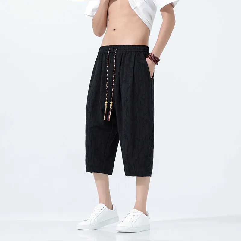 

New 2025 Chinese Style Casual Pants Seven-Foot-Length Cotton Linen Harem Pants 2025 Summer Wide Leg Lantern Pants Men