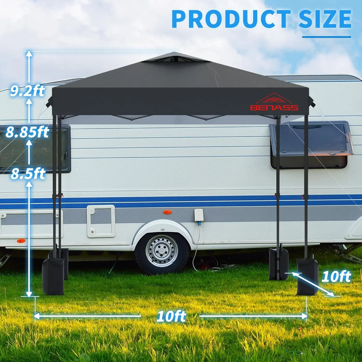 

10x10 Pop Up Canopy with Sidewalls, Easy Up Canopy Tent, Heavy Duty Tents for Parties, One Person Set Up Event Tent, Grey