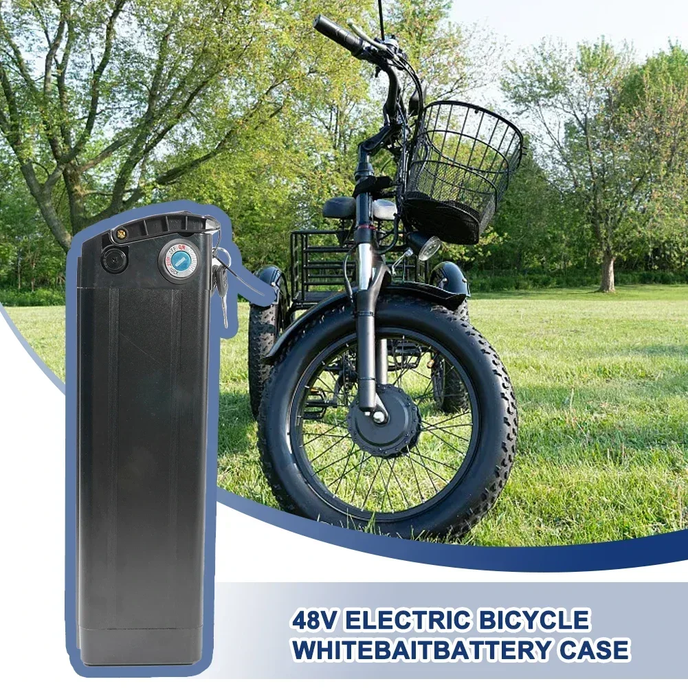 1PC E-Bike Battery Box Plastic Case For 48V Large Capacity 1865 Holder Black Battery Box (case ONLY, Battery NOT Included)