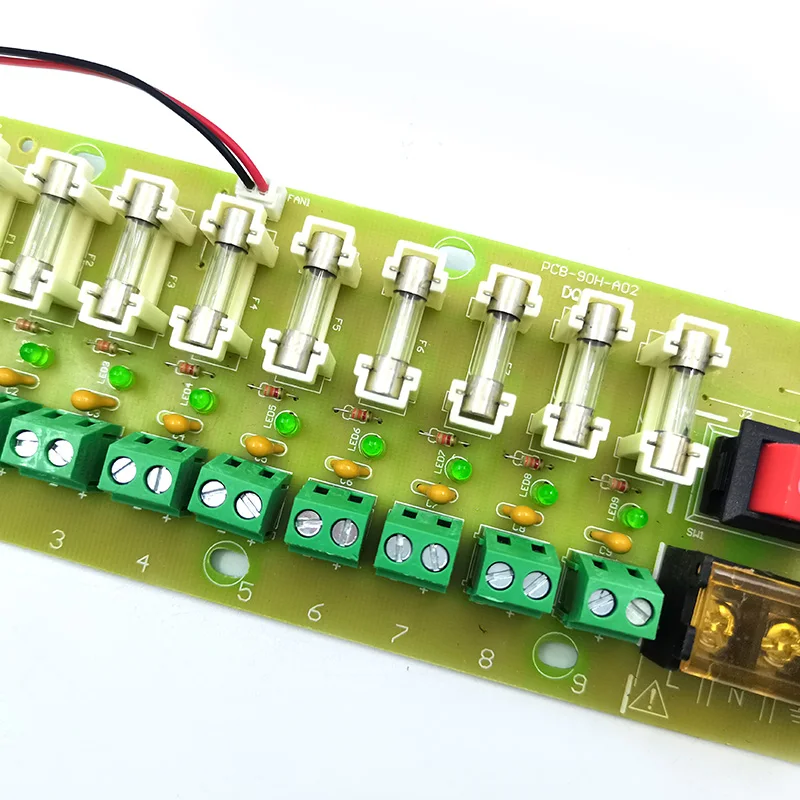 5V 12V 24V DC Power Distribution Terminal Block Electricity Current Wiring LED Switch 9-way PCB Board for CCTV Power Supply Box