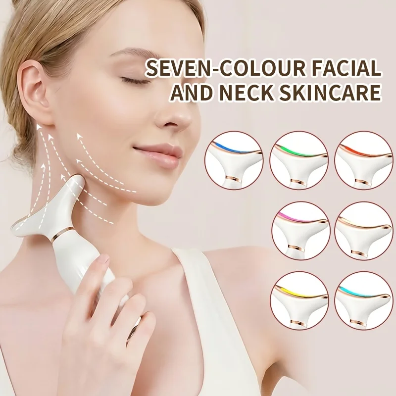 3 In 1 LED Light Therapy Neck Face Massager EMS Facial Beauty Device LCD Display Skin Tightening Anti Wrinkle Face Lifting Tool