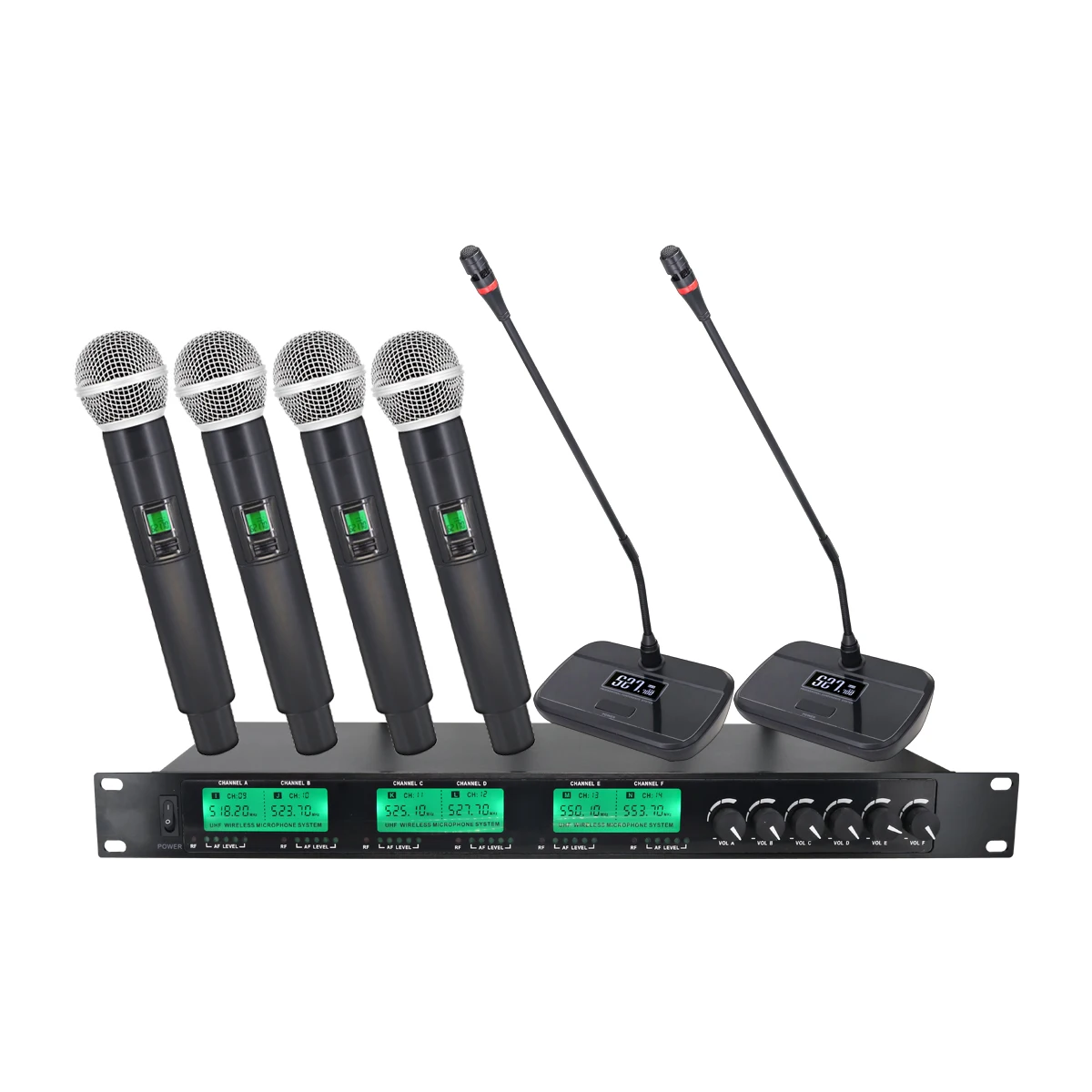 ERZHEN Professional wireless microphone system UHF 6 conference handheld suitable for speeches, meetings, and performances