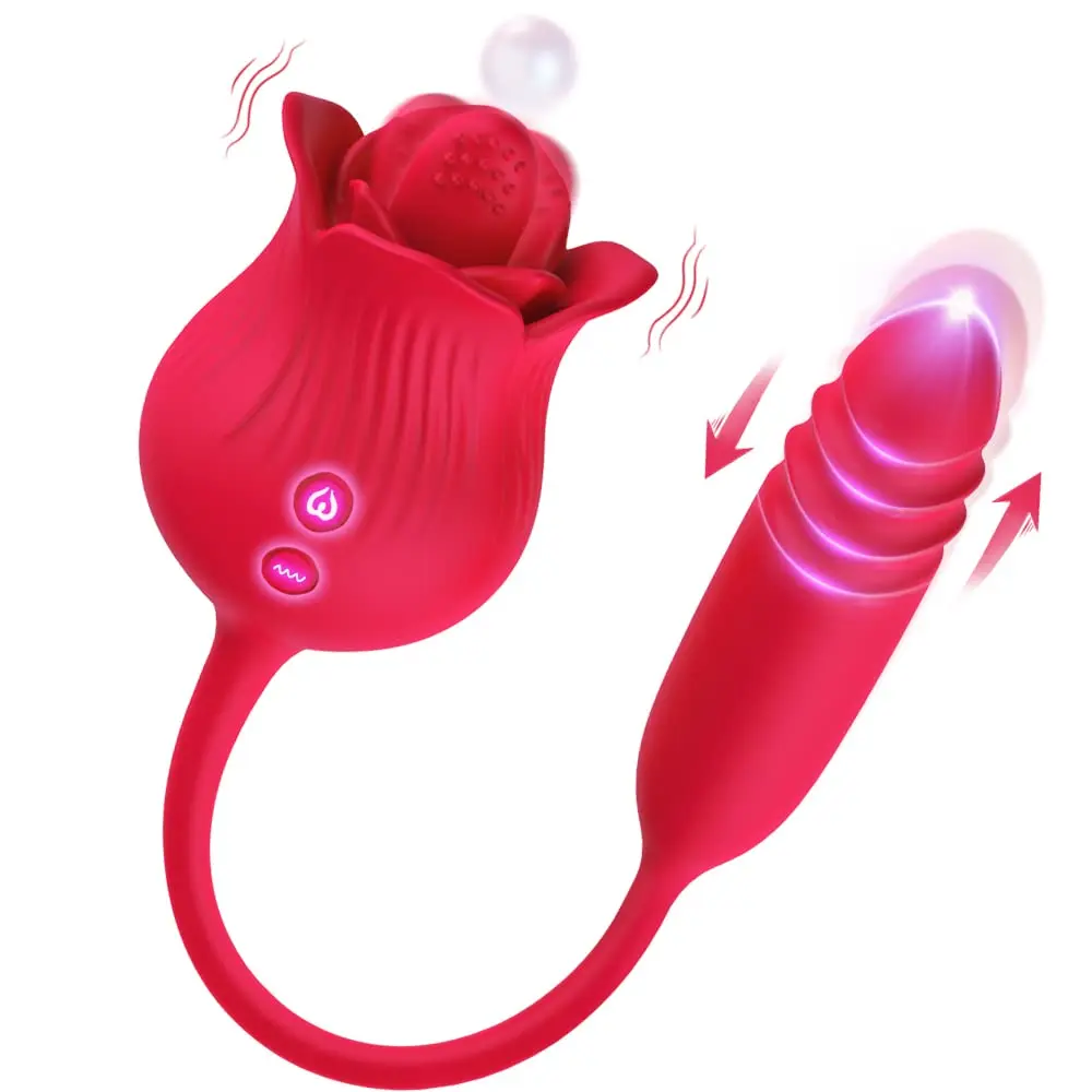 Rozenspeelgoedvibrator Voor Vrouwen, Clitorale Tong Vibrator Seksspeeltje, 10 Snelheidsmodi, G-Spot Dildo 'S Roos Tepelmassageapparaat Likken Stimu