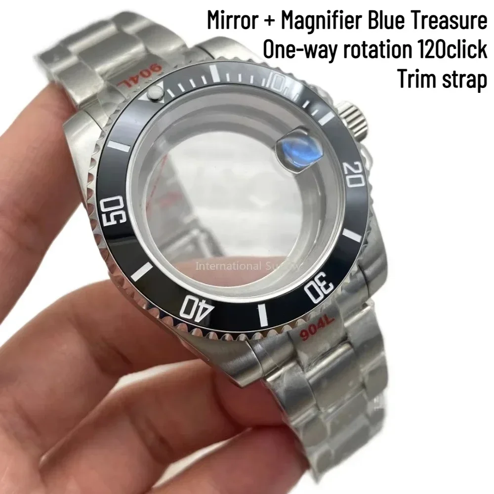 40mm nh35 caixa de relógio pulseira aço inoxidável vidro safira para nh34 nh35 miyota 8215 movimento 28.5mm dial submariner daytona